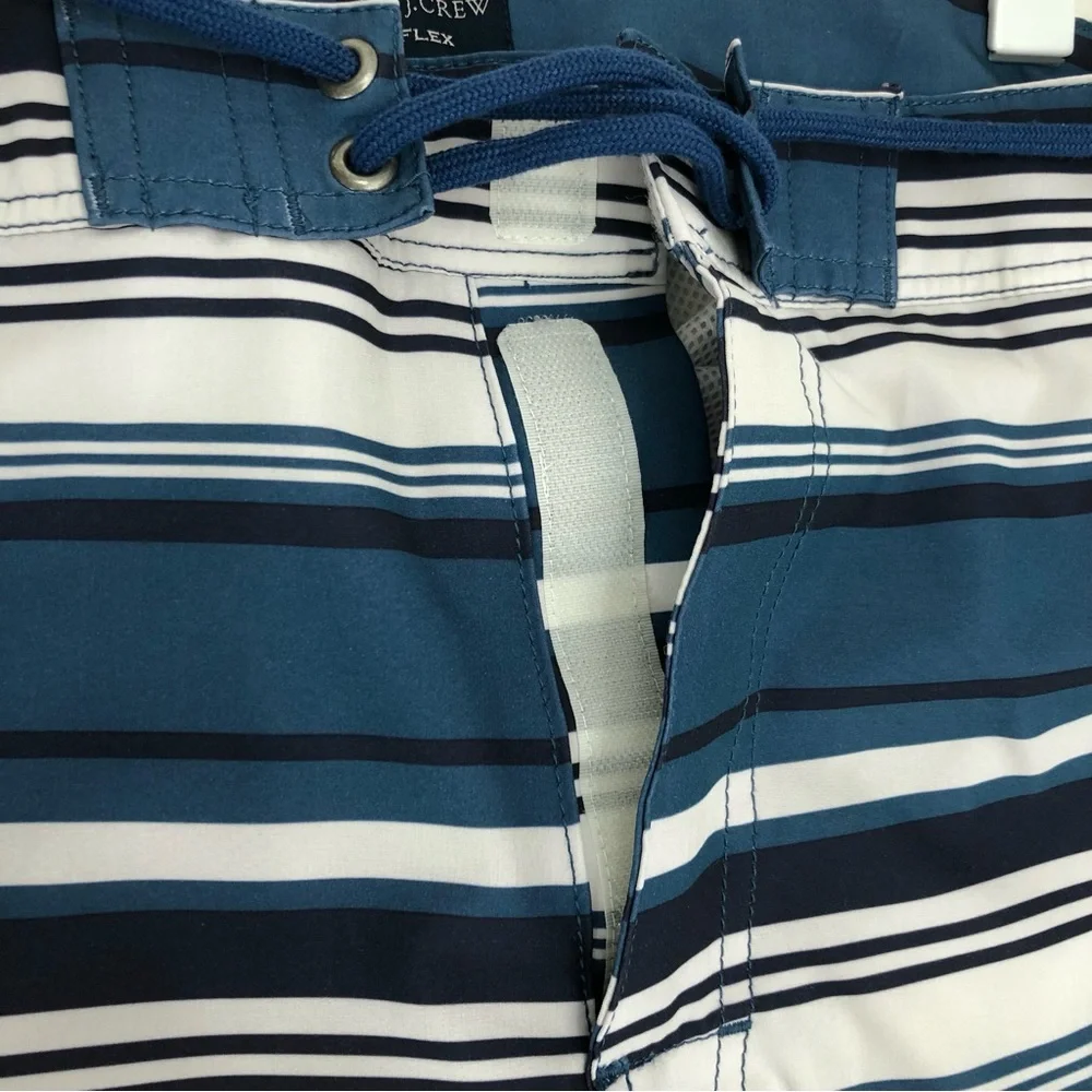 J. Crew Striped Swim Trunks Shorts • Sz 34 • Blue • EUC